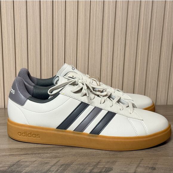 Adidas Grand Court 2.0 Men’s Court Sneaker White/Grey Size 13 - JH8688 - Picture 2 of 12